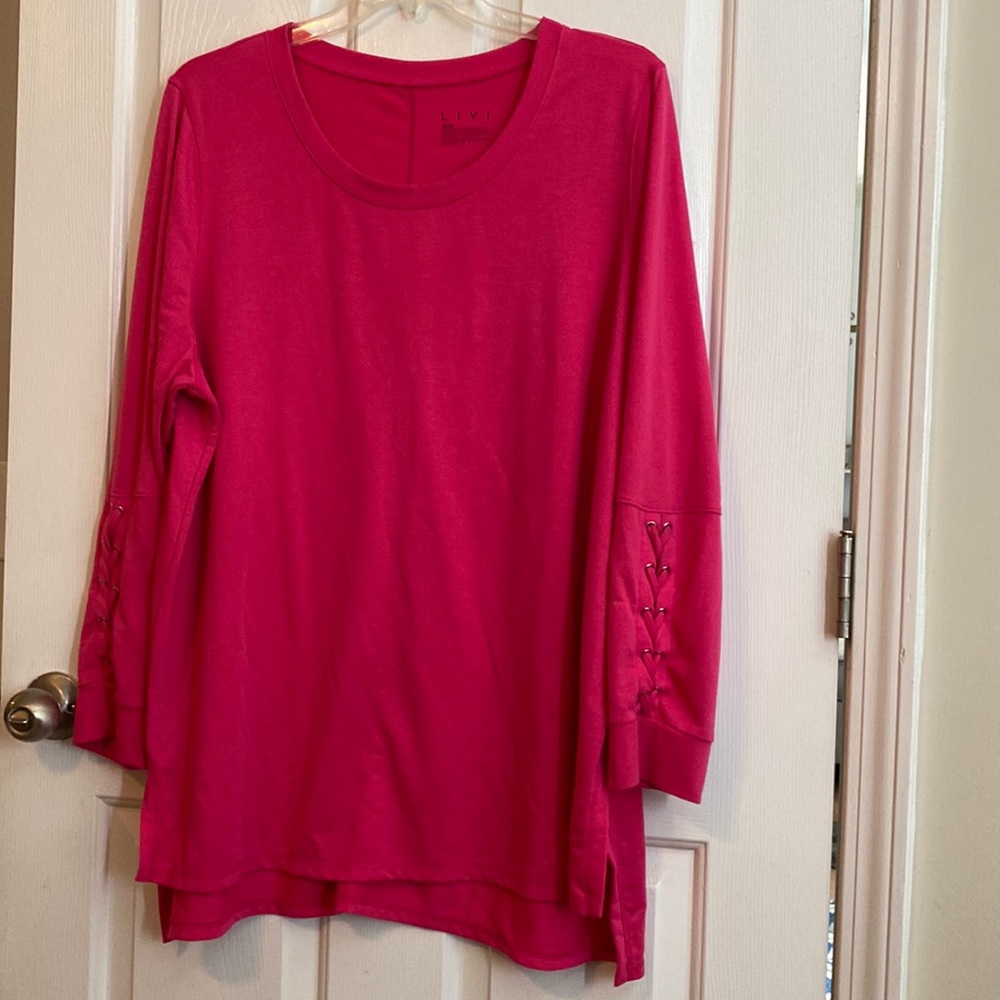 LIVI by Lane Bryant - Hot Pink Sweatshirt/Tunic with braided Sleeves - 18/20
